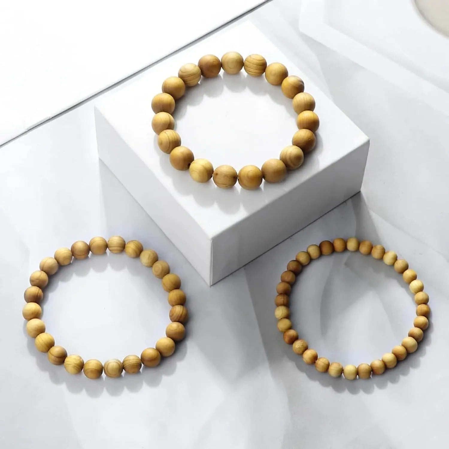 Cliff Cypress Wooden Bead Bracelet for Women Men Handmade Stretch Beaded Bracelets Yoga Jewelry 6/8/10mm