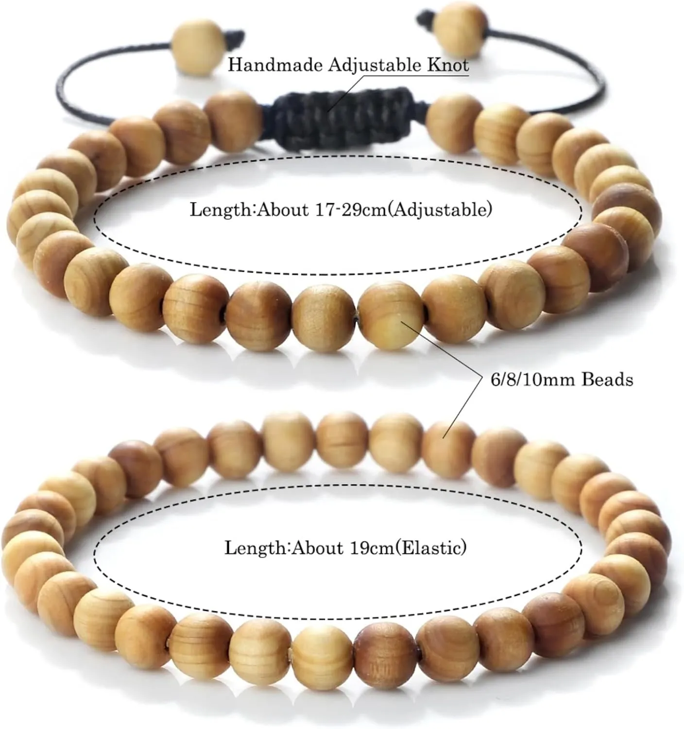 Cliff Cypress Wooden Bead Bracelet for Women Men Handmade Stretch Beaded Bracelets Yoga Jewelry 6/8/10mm