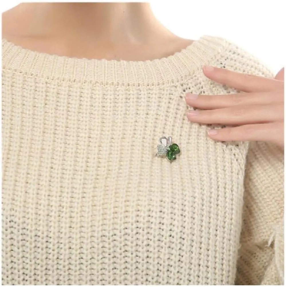 clover shaped brooches Crystal Diamond Flower Brooch Pin for Women Girls Brides