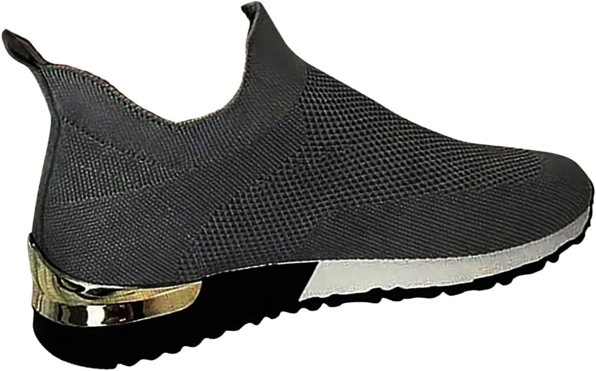 Color Block Walking Shoes Women Thick Sole Breathable Woven Mesh Slip-on Easy Sneakers Comfortable Lazy Casual Shoes Lightweight Yoga Tennis Athletic Shoes