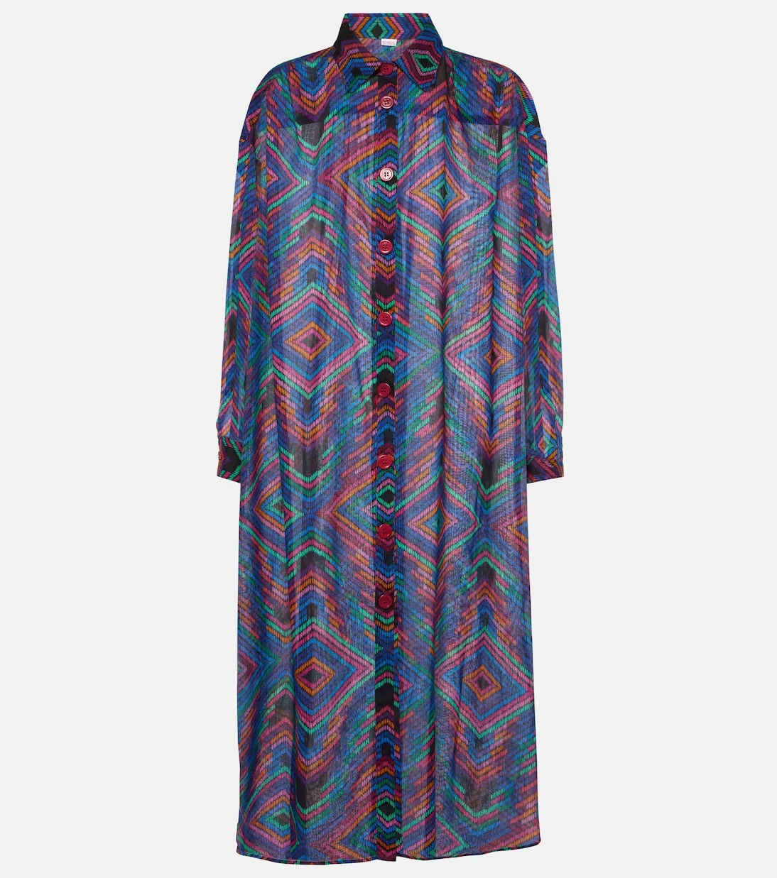 Cotton voile shirt dress with dj Eres print, multicolor