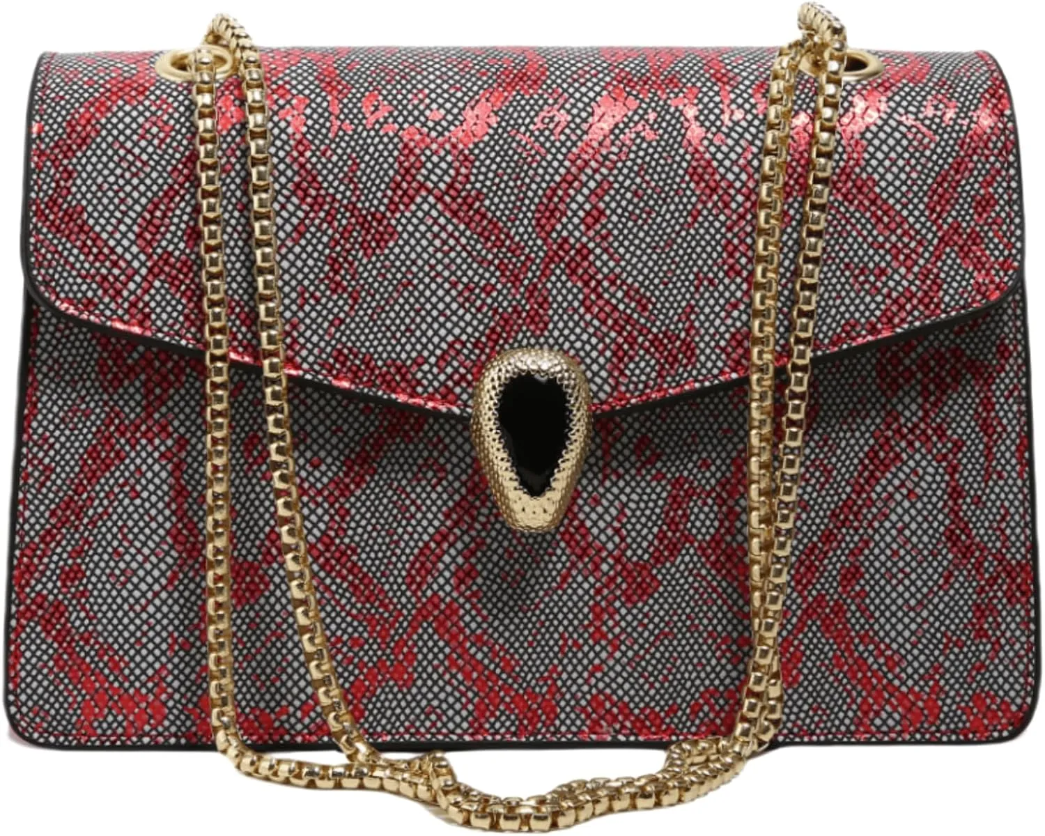 Crossbody Bags for Women Snake Printed Chain Shoulder Bags Trendy Handbags Clutch Purses