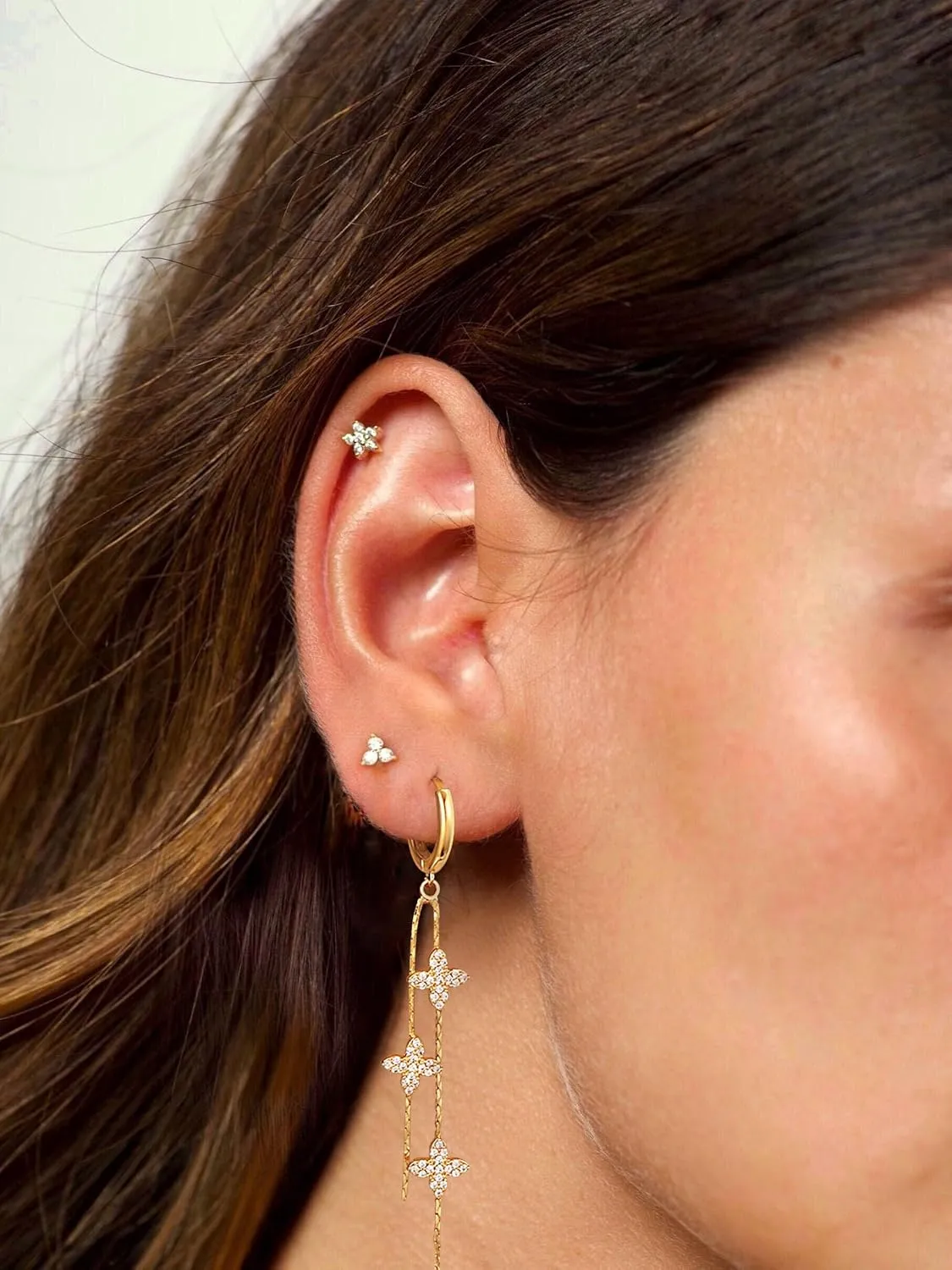 Dangle Earrings for Women - Dainty Gold Earrings Trendy Hypoallergenic 14K Gold Plated Lightweight Huggie Hoop CZ Drop Earrings for Women Gold Jewelry Gifts