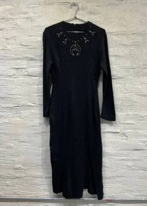 Dark Gray Dress w/ beaded pattern - Vintage/ Used