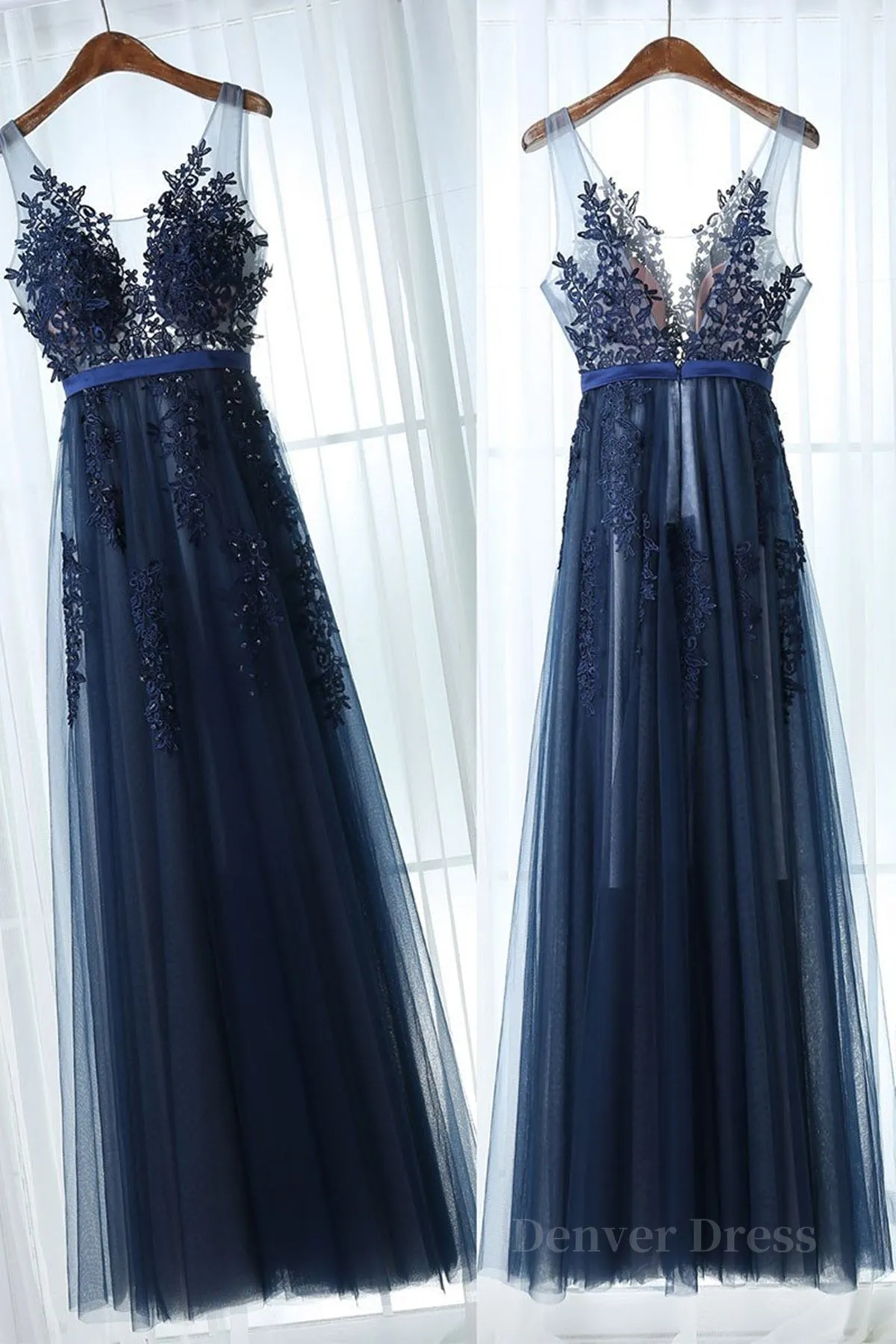 Dark Navy Blue Lace Prom Dresses Dark Navy Blue Lace Formal Bridesmaid Dresses