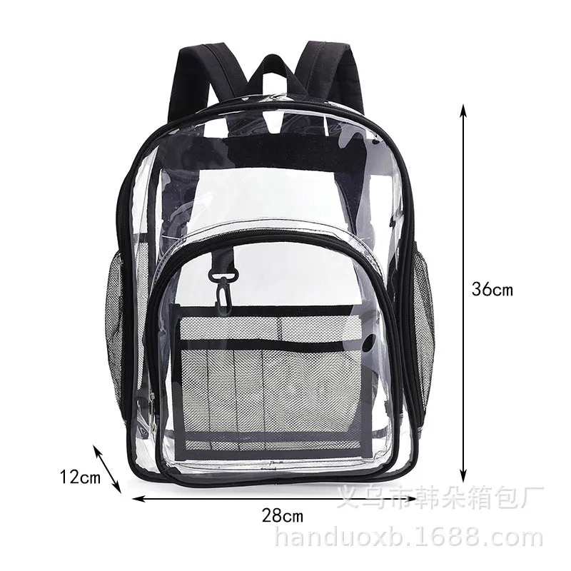 deanwangkt Cross-Border  Environmental Protection PVC Transparent Backpack Fashion Waterproof Student Schoolbag Transparent Bag Gel Bag