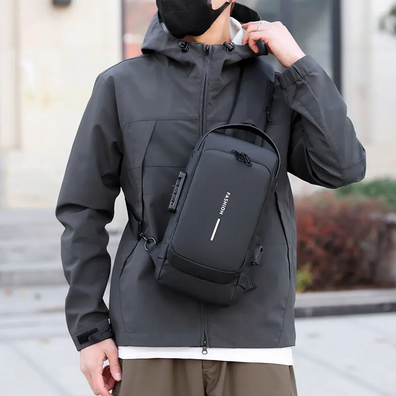 deanwangkt Cross-Border Men's Chest Bag Password Lock Anti-Theft Motorcycle Bag Waterproof Men's Shoulder Messenger Bag Business Casual Backpack