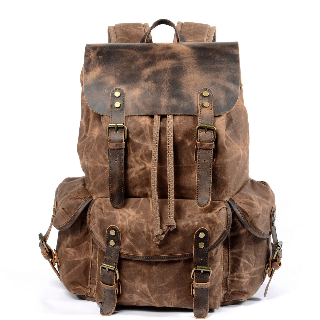 deanwangkt  New Korean Style Men's Backpack Households Casual Student Schoolbag Men's Waterproof Oil Wax Retro Outdoor Travel Backpack