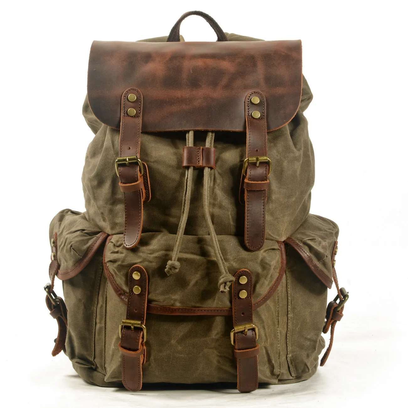 deanwangkt  New Korean Style Men's Backpack Households Casual Student Schoolbag Men's Waterproof Oil Wax Retro Outdoor Travel Backpack