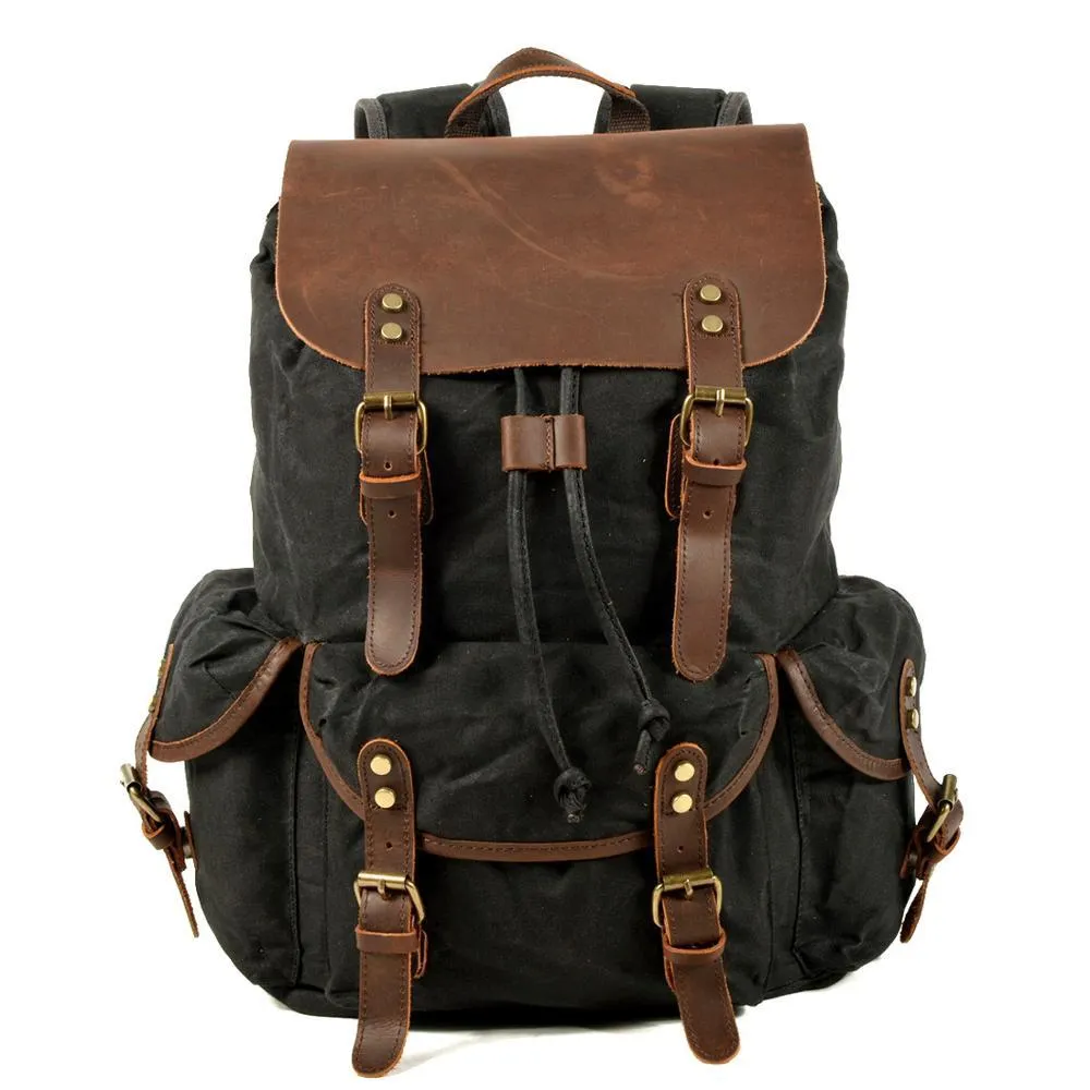 deanwangkt  New Korean Style Men's Backpack Households Casual Student Schoolbag Men's Waterproof Oil Wax Retro Outdoor Travel Backpack