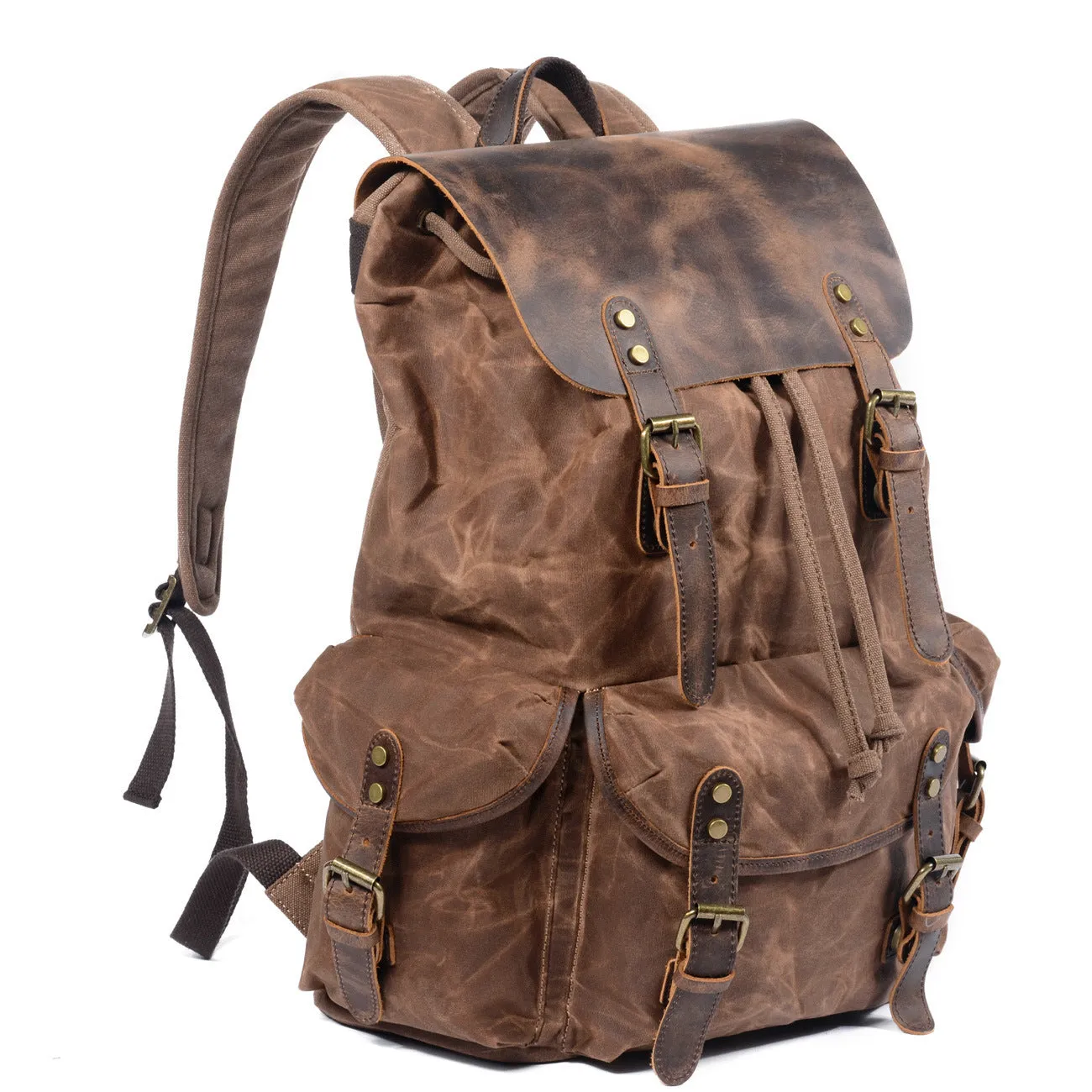 deanwangkt  New Korean Style Men's Backpack Households Casual Student Schoolbag Men's Waterproof Oil Wax Retro Outdoor Travel Backpack