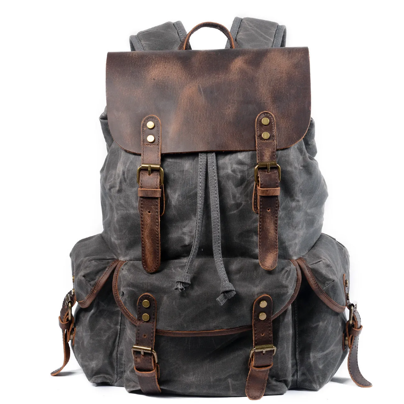 deanwangkt  New Korean Style Men's Backpack Households Casual Student Schoolbag Men's Waterproof Oil Wax Retro Outdoor Travel Backpack