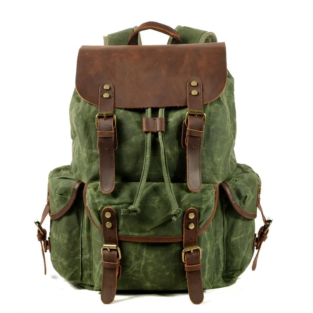 deanwangkt  New Korean Style Men's Backpack Households Casual Student Schoolbag Men's Waterproof Oil Wax Retro Outdoor Travel Backpack