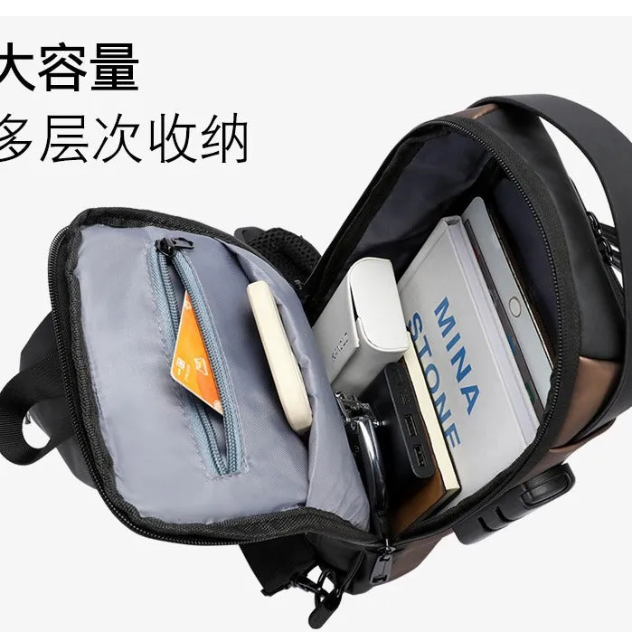 deanwangkt New Waterproof Shoulder Men's Bag Crossbody Bag High-Grade Anti-Theft USB Charging Riding Large Capacity Business Chest Bag
