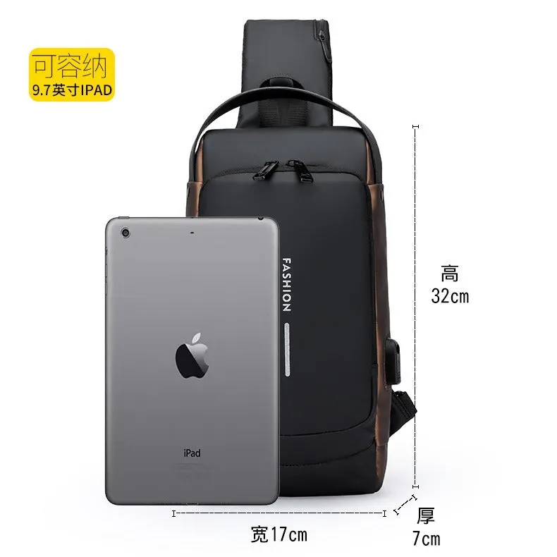 deanwangkt New Waterproof Shoulder Men's Bag Crossbody Bag High-Grade Anti-Theft USB Charging Riding Large Capacity Business Chest Bag