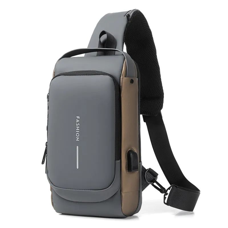 deanwangkt New Waterproof Shoulder Men's Bag Crossbody Bag High-Grade Anti-Theft USB Charging Riding Large Capacity Business Chest Bag