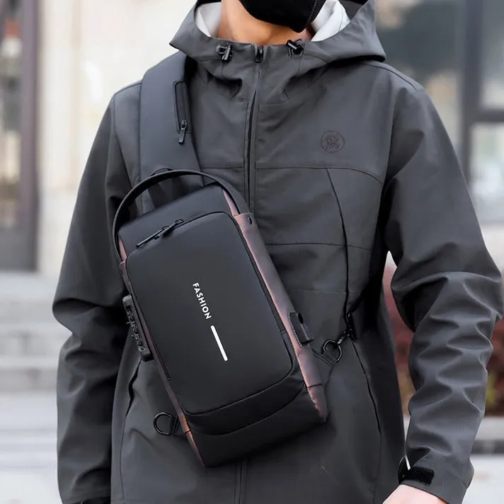 deanwangkt New Waterproof Shoulder Men's Bag Crossbody Bag High-Grade Anti-Theft USB Charging Riding Large Capacity Business Chest Bag