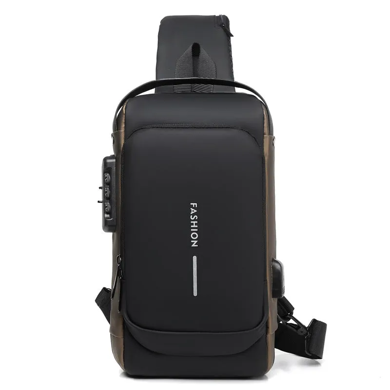 deanwangkt New Waterproof Shoulder Men's Bag Crossbody Bag High-Grade Anti-Theft USB Charging Riding Large Capacity Business Chest Bag