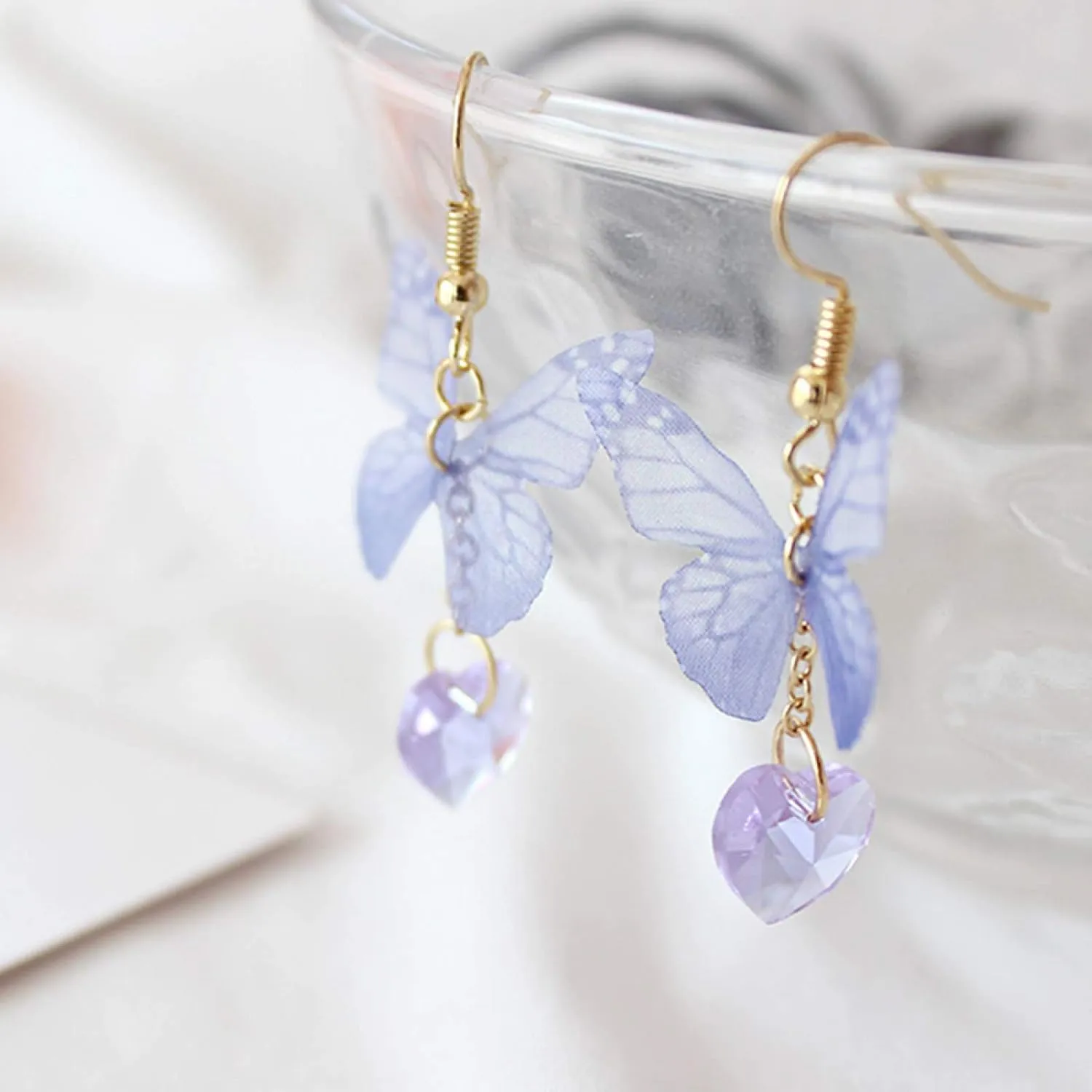 Earring Hoop Stud Drop & Dangle, Party Elegant Women Butterfly Heart Long Dangle Hook Earrings Jewelry Gift for Women Teen Girls Birthday Christmas Friends Gift