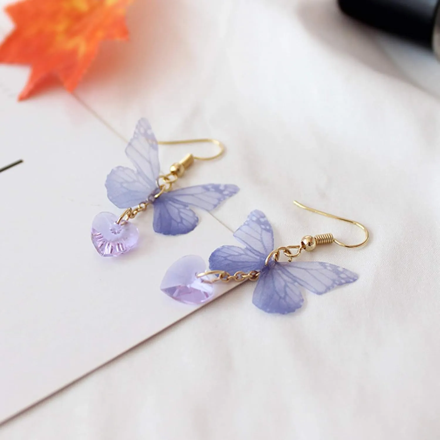 Earring Hoop Stud Drop & Dangle, Party Elegant Women Butterfly Heart Long Dangle Hook Earrings Jewelry Gift for Women Teen Girls Birthday Christmas Friends Gift