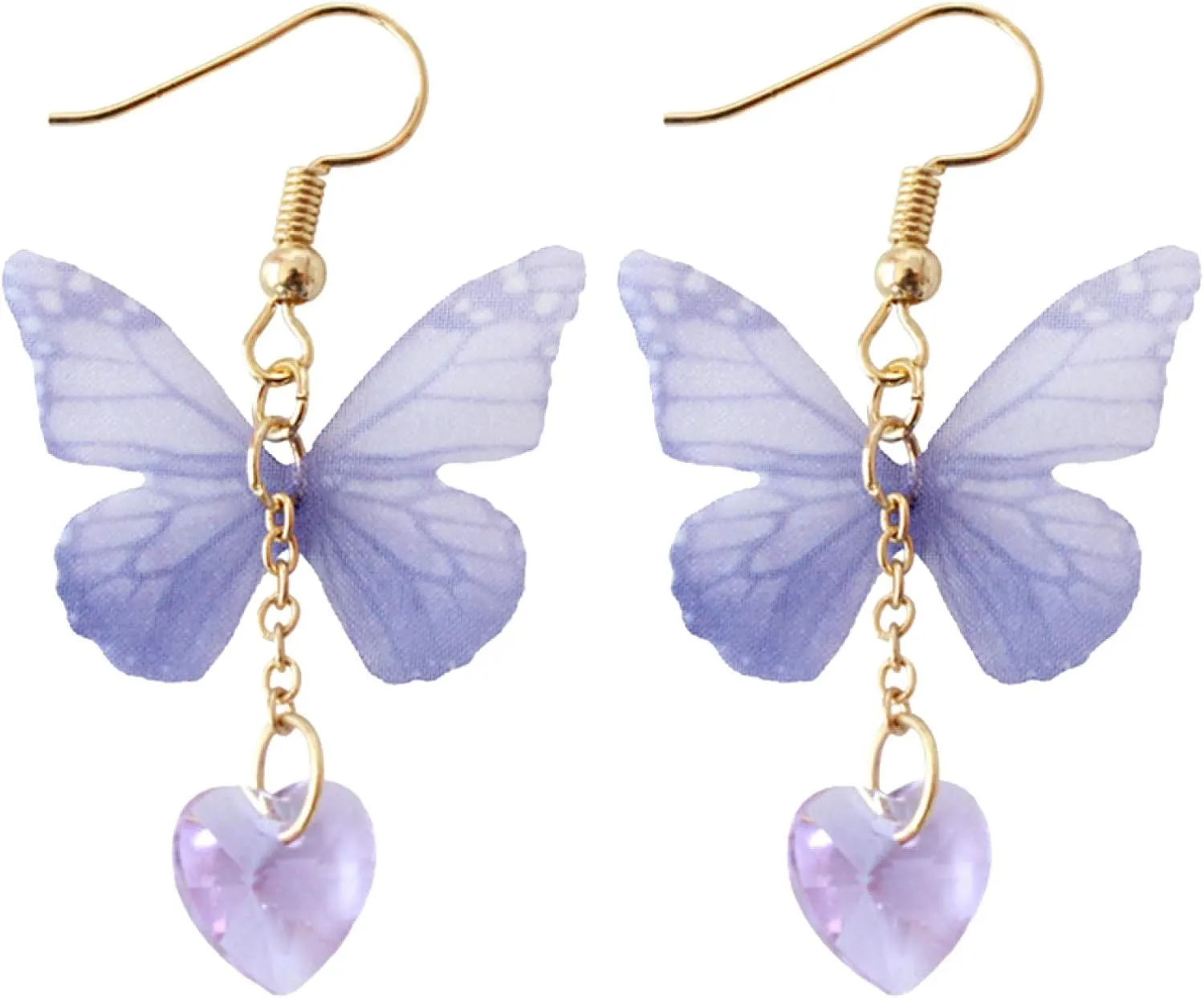 Earring Hoop Stud Drop & Dangle, Party Elegant Women Butterfly Heart Long Dangle Hook Earrings Jewelry Gift for Women Teen Girls Birthday Christmas Friends Gift