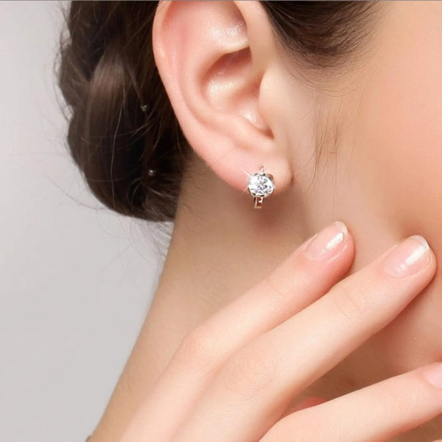 Earring Hoop Stud Drop & Dangle, Women Fashion Round Rhinestone Inlaid Huggie Earrings Jewelry Birthday Gift for Women Teen Girls Birthday Christmas Friends Gift