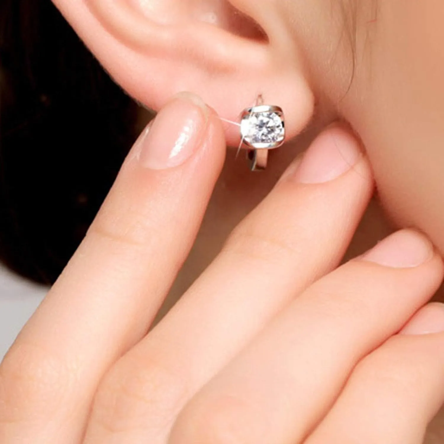 Earring Hoop Stud Drop & Dangle, Women Fashion Round Rhinestone Inlaid Huggie Earrings Jewelry Birthday Gift for Women Teen Girls Birthday Christmas Friends Gift