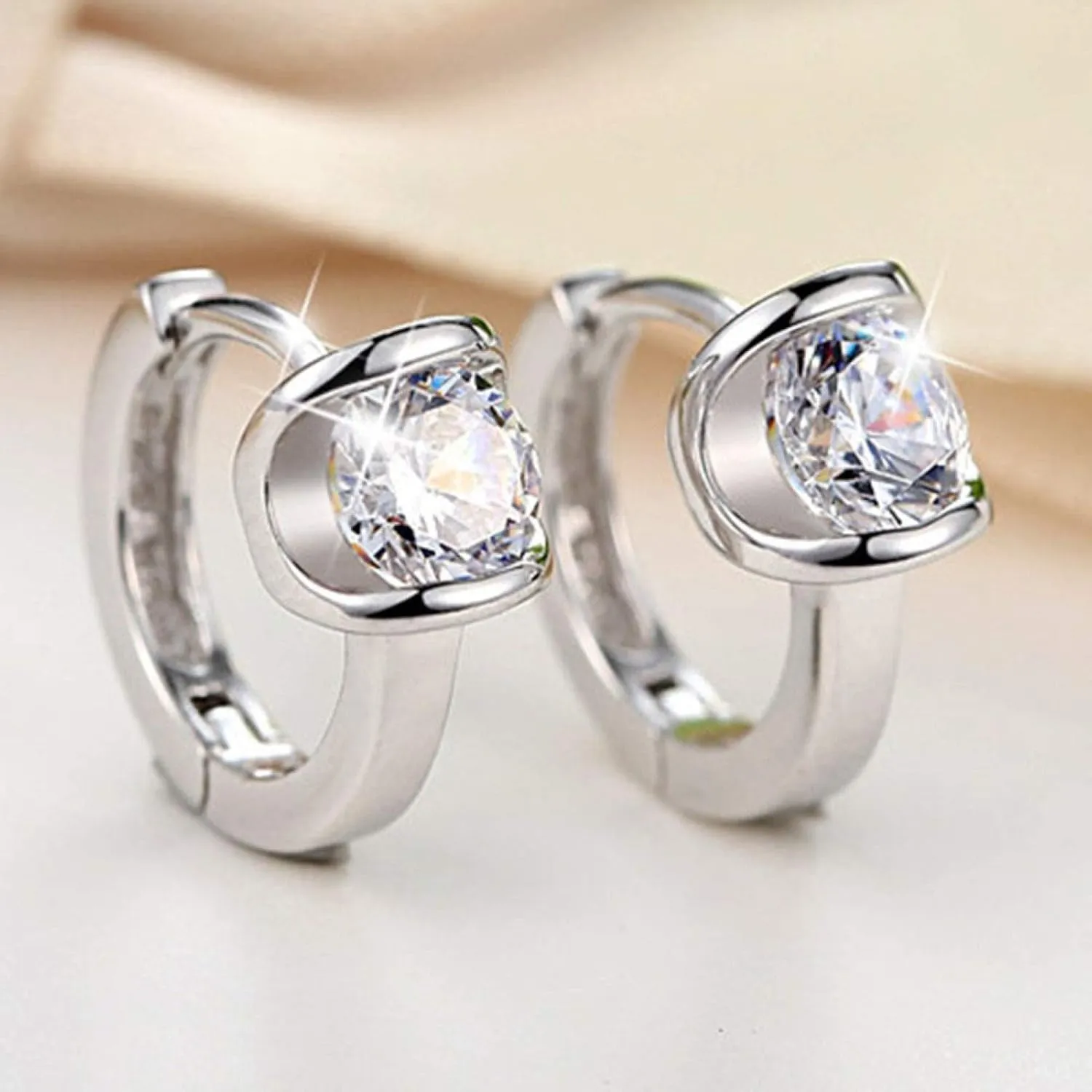 Earring Hoop Stud Drop & Dangle, Women Fashion Round Rhinestone Inlaid Huggie Earrings Jewelry Birthday Gift for Women Teen Girls Birthday Christmas Friends Gift