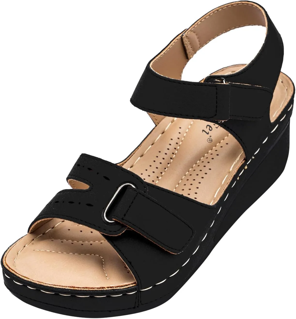Eduavar Orthopedic Sandals for Women, Womens Sandals Dressy Platform Wedge Sandals Open Toe Sandals with Ankle Strap