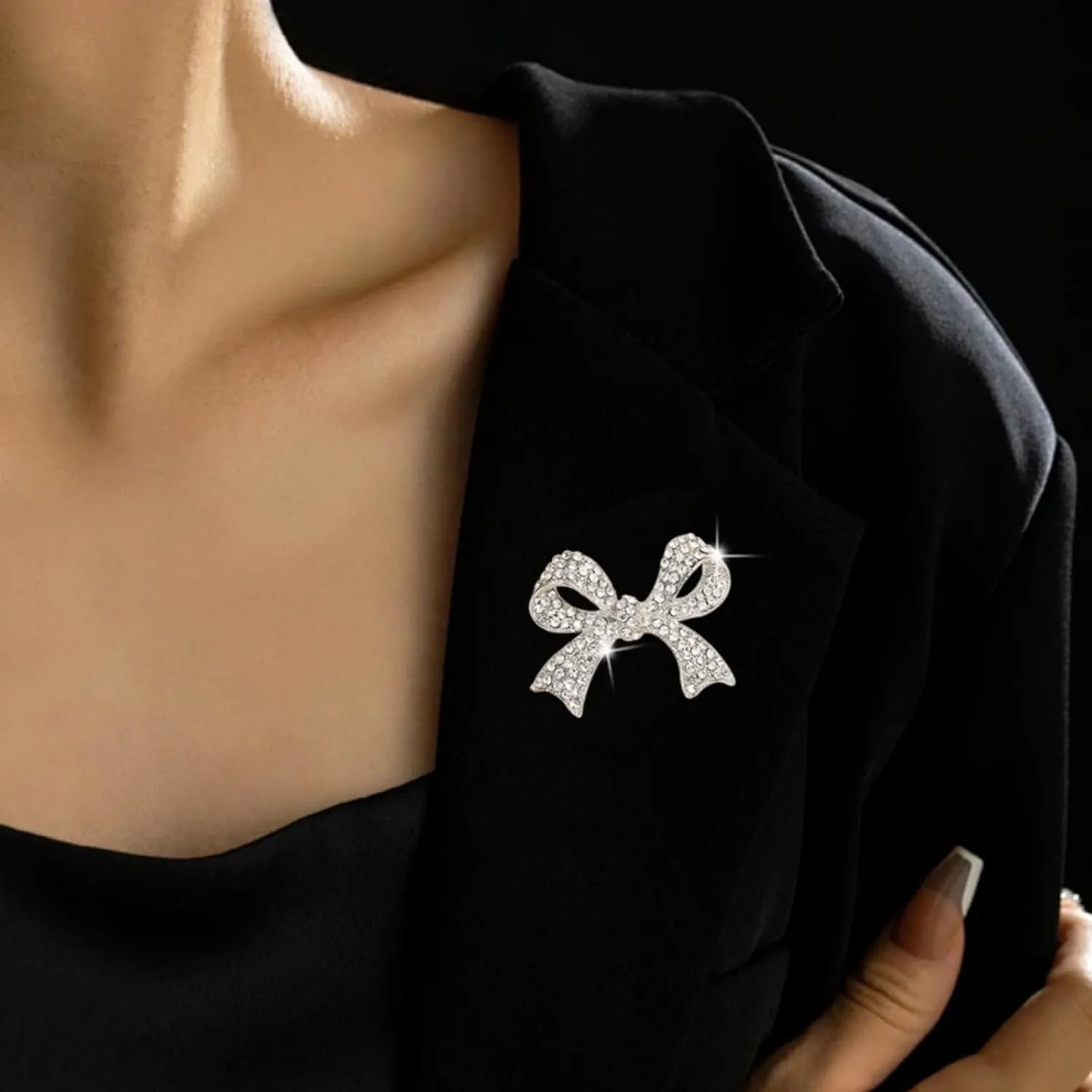Elegant Crystal Bow Brooch Pin for Women,Sparkly Rhinestones Bow Knot Brooches Pins Vintage Lapel Pins Clip Sweater Suit Dress Backpack Brooches Accessories Jewelry