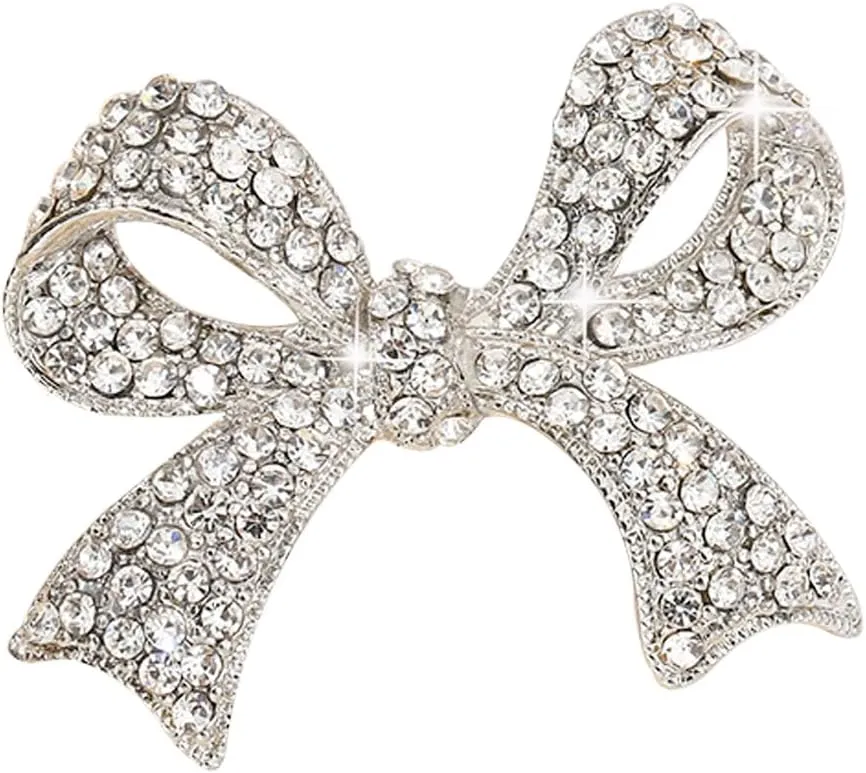 Elegant Crystal Bow Brooch Pin for Women,Sparkly Rhinestones Bow Knot Brooches Pins Vintage Lapel Pins Clip Sweater Suit Dress Backpack Brooches Accessories Jewelry