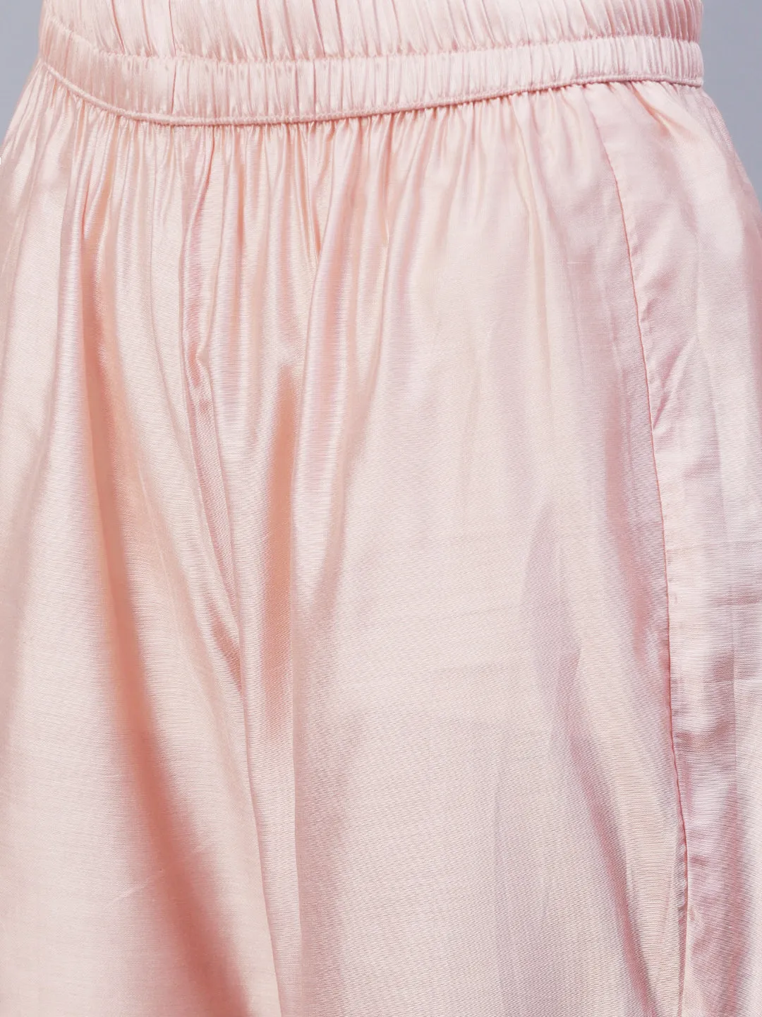 Ethnic & Stripes Printed Straight Fit Kurta with Pant & Dupatta - Pink