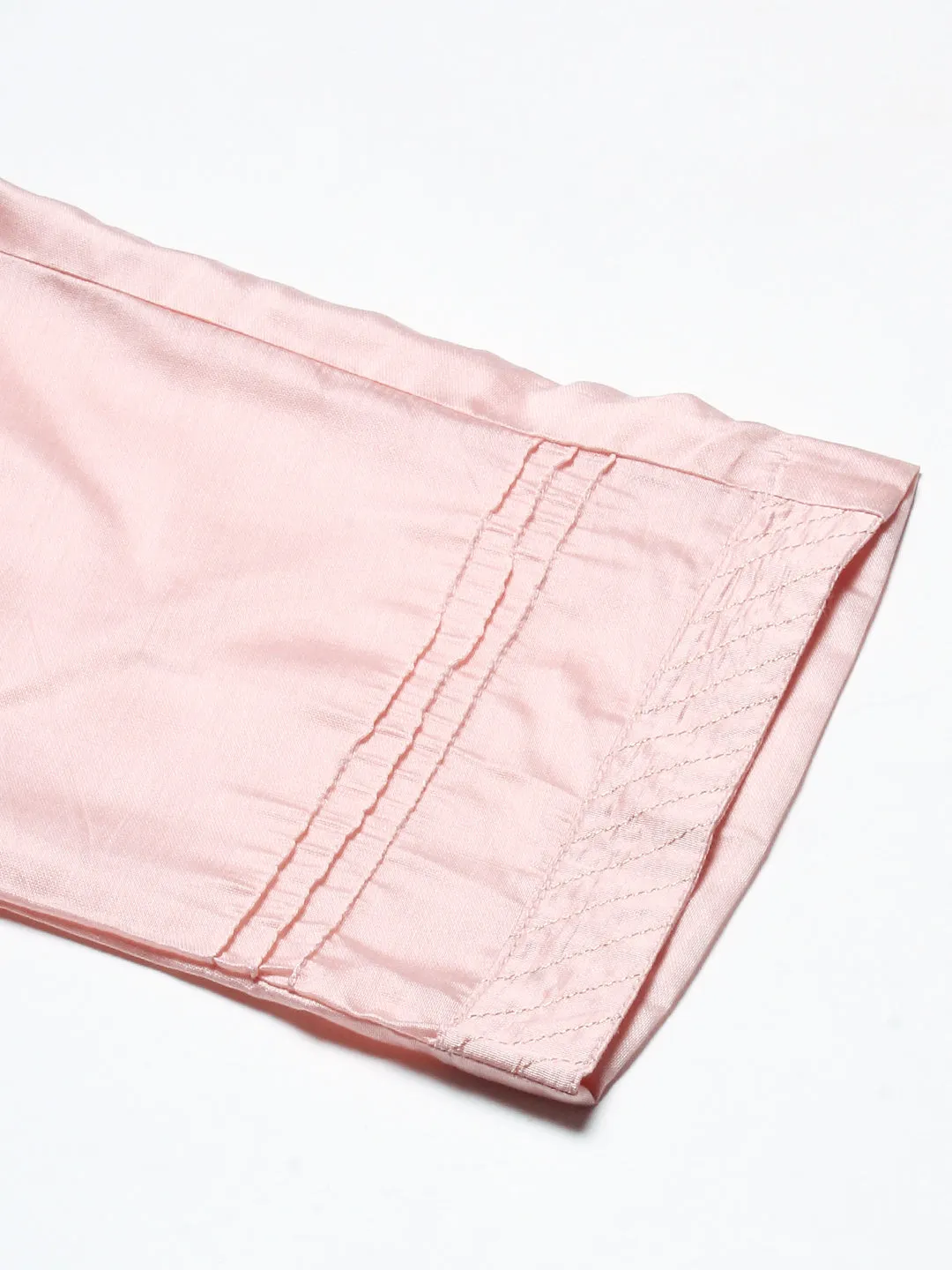 Ethnic & Stripes Printed Straight Fit Kurta with Pant & Dupatta - Pink