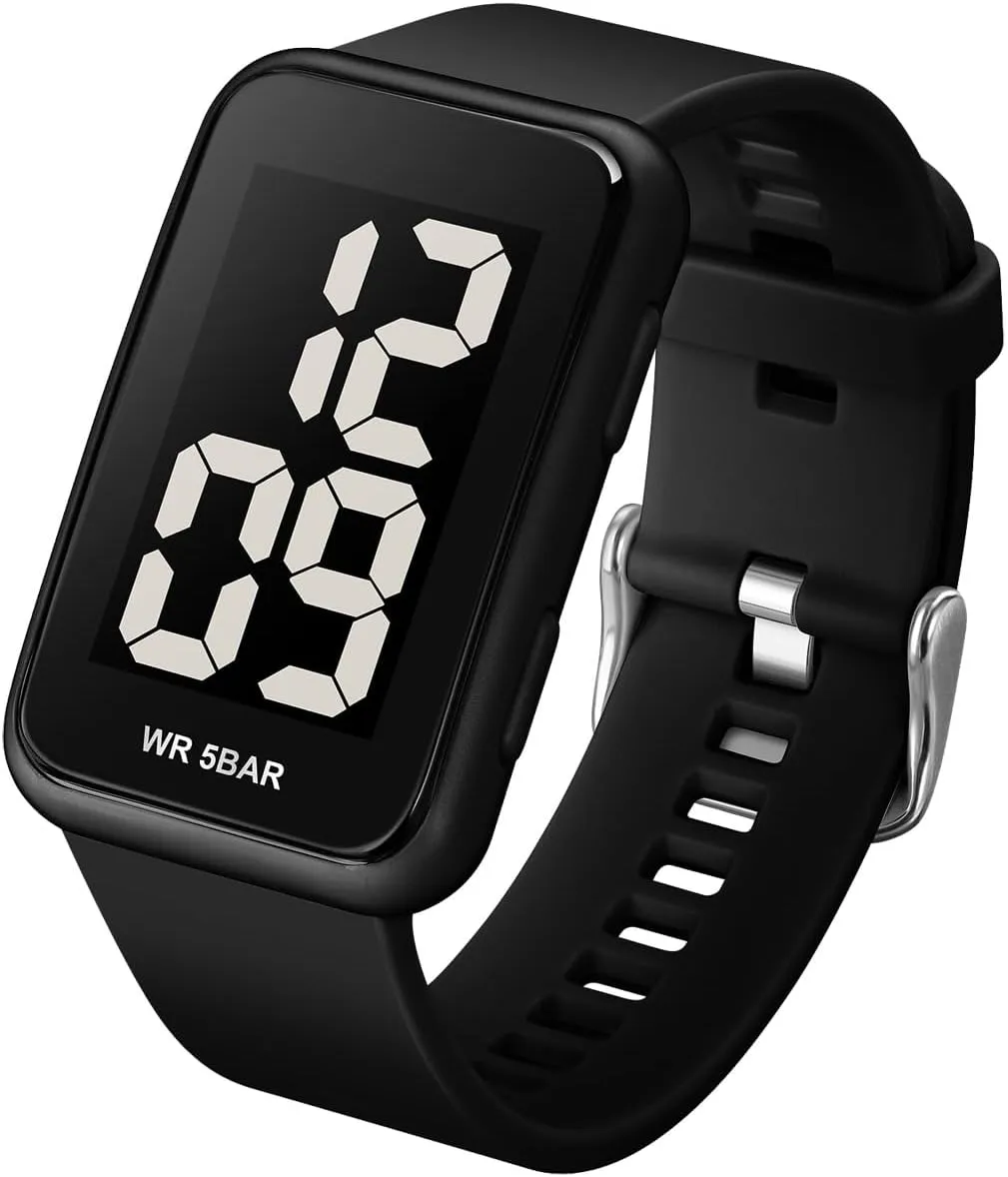 Extra Large Numbers Black Watch for Men, Waterproof Mens Digital Watch Womens Men's Wrist Watches for Elderly Men Women