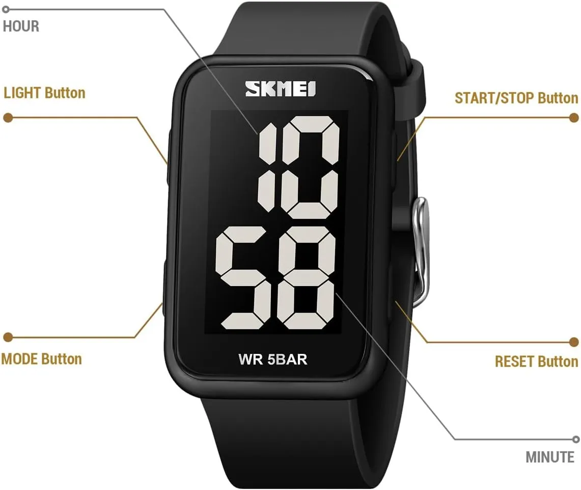 Extra Large Numbers Black Watch for Men, Waterproof Mens Digital Watch Womens Men's Wrist Watches for Elderly Men Women