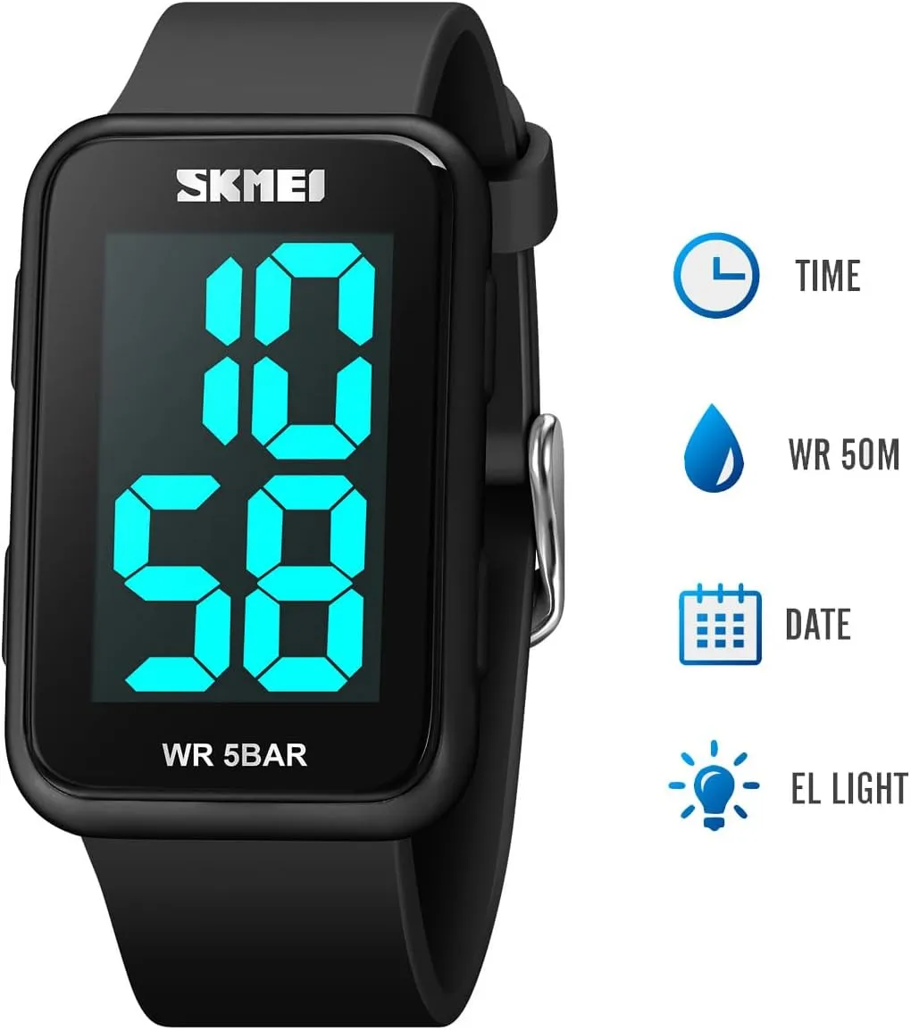 Extra Large Numbers Black Watch for Men, Waterproof Mens Digital Watch Womens Men's Wrist Watches for Elderly Men Women