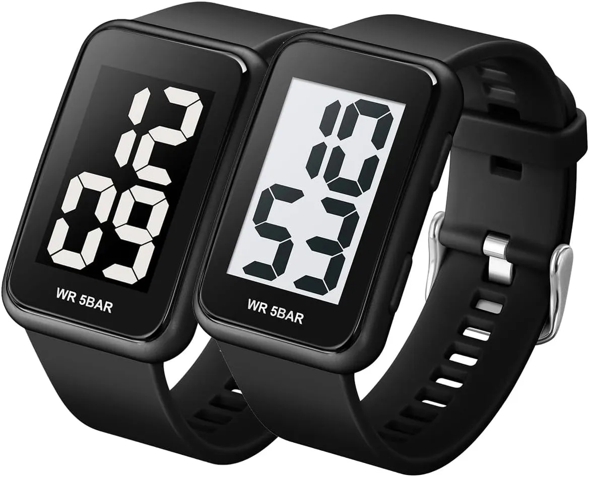 Extra Large Numbers Black Watch for Men, Waterproof Mens Digital Watch Womens Men's Wrist Watches for Elderly/Boys/Girls