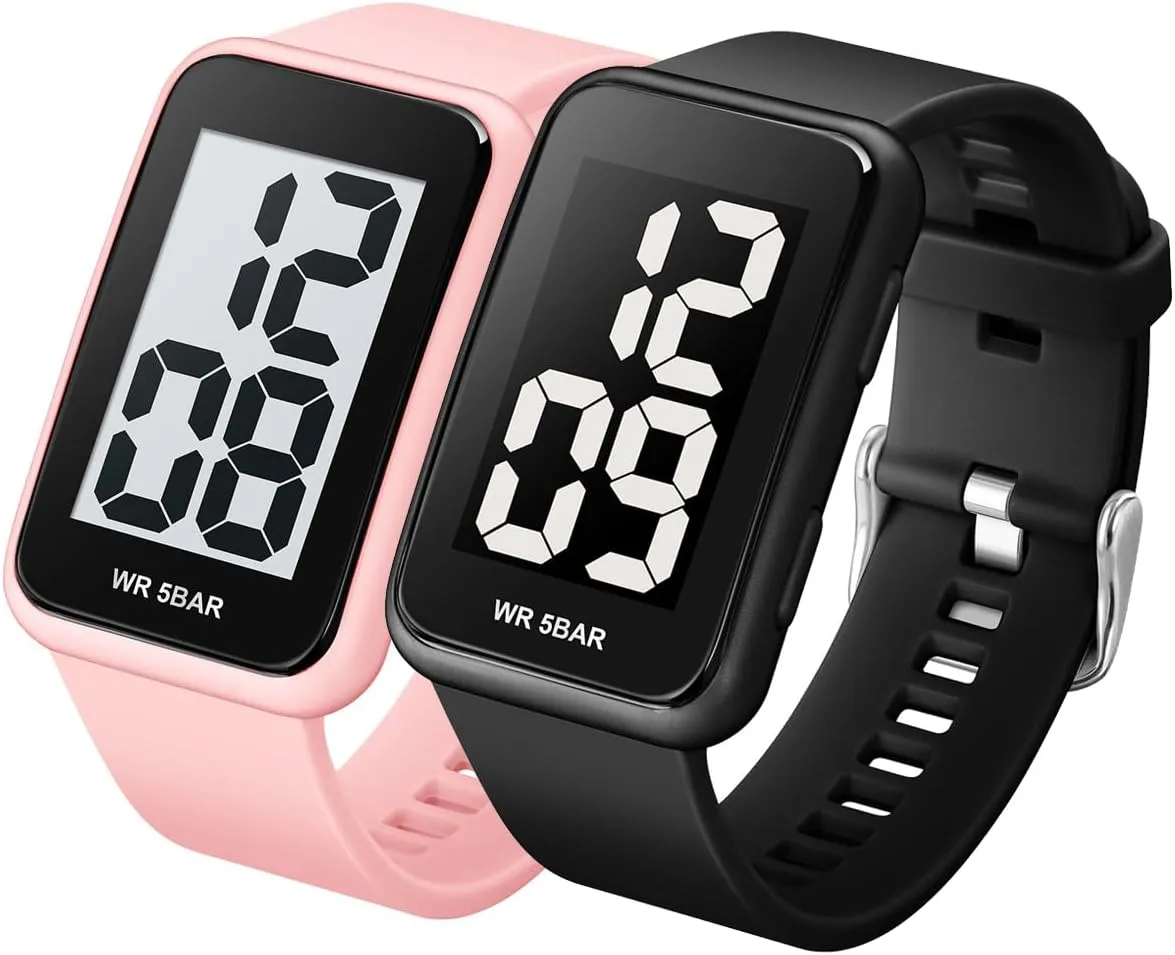 Extra Large Numbers Black Watch for Men, Waterproof Mens Digital Watch Womens Men's Wrist Watches for Elderly/Boys/Girls