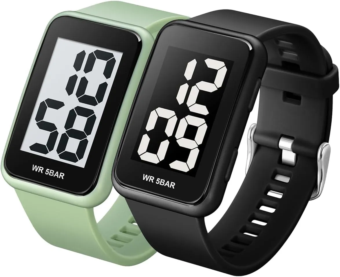 Extra Large Numbers Black Watch for Men, Waterproof Mens Digital Watch Womens Men's Wrist Watches for Elderly/Boys/Girls