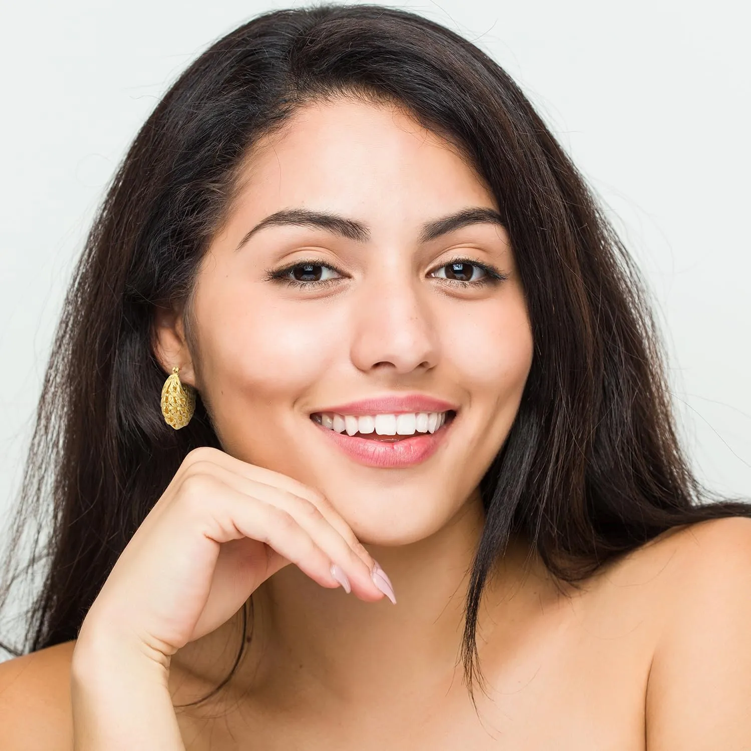 Filigree Earrings,XILAZAB Vintage Filigree Hoop Earrings Oval Hollowed Gold Plated Dangle Earrings Click-Top Boho Yellow Fashion Earrings for Women