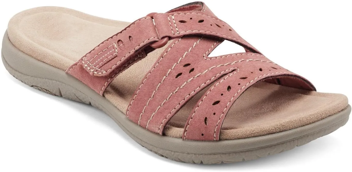 Flat Sandal for Women Summer, Arch Support Comfort Plantar Fasciitis Soft Cushion Slippers Open Toe Casual Yoga Mat Slip On Beach Vacation Flats Slide with Adjustable Straps