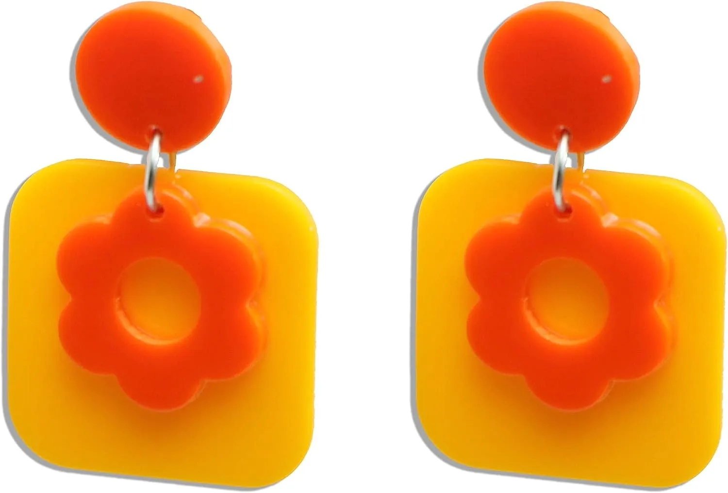 Flower Earrings for Women Acrylic Daisy Drop Dangle Flowers Floral Earrings Y2k 70s Yellow White Black Flowers Earrings