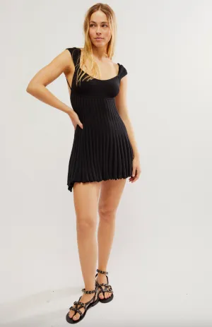 Free People Cherie Mini Pleated Knit Dress in Black