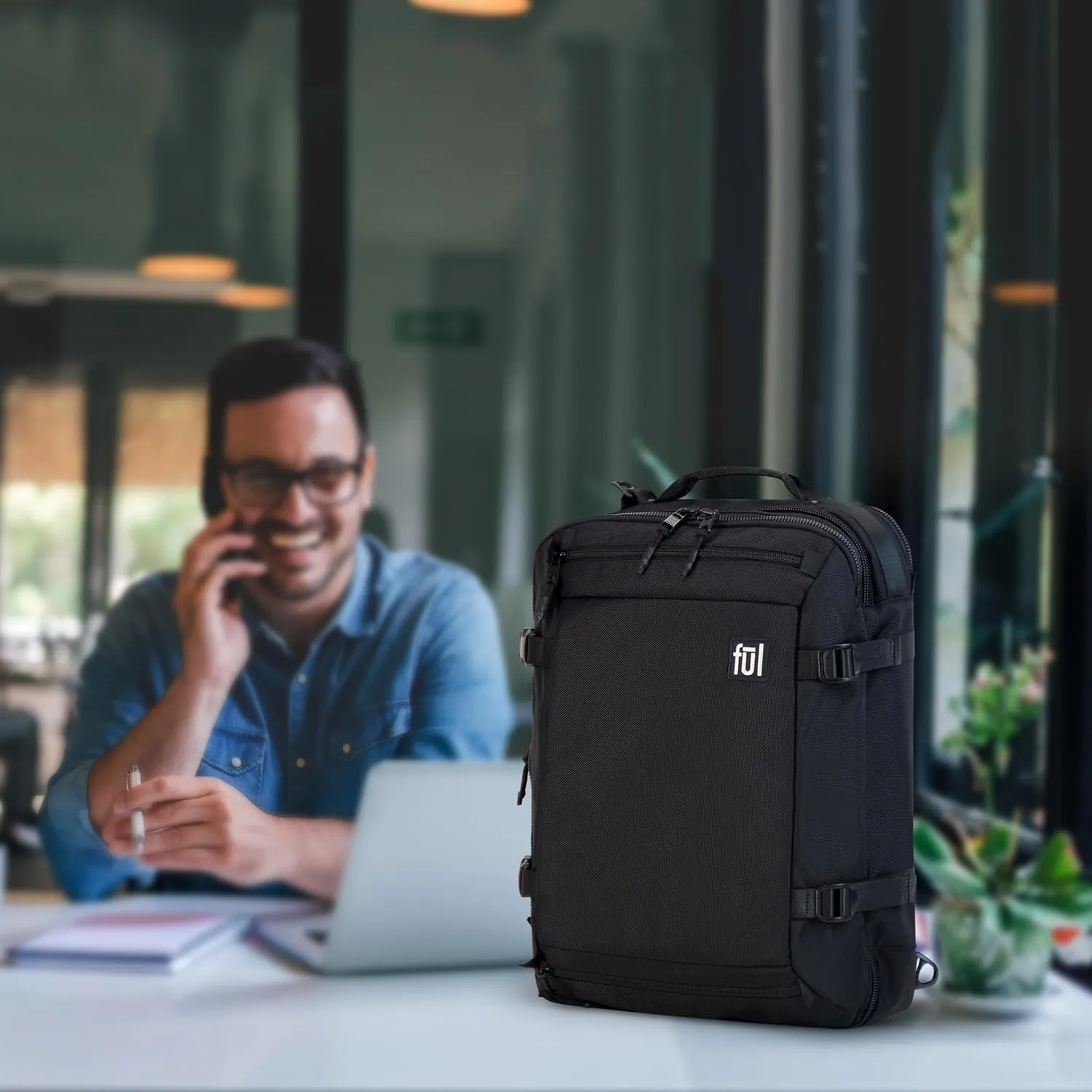 FUL Ridge Collection 18 Inch Laptop Backpack, Cruiser Padded Computer Bag for Commute or Travel, Black, One Size