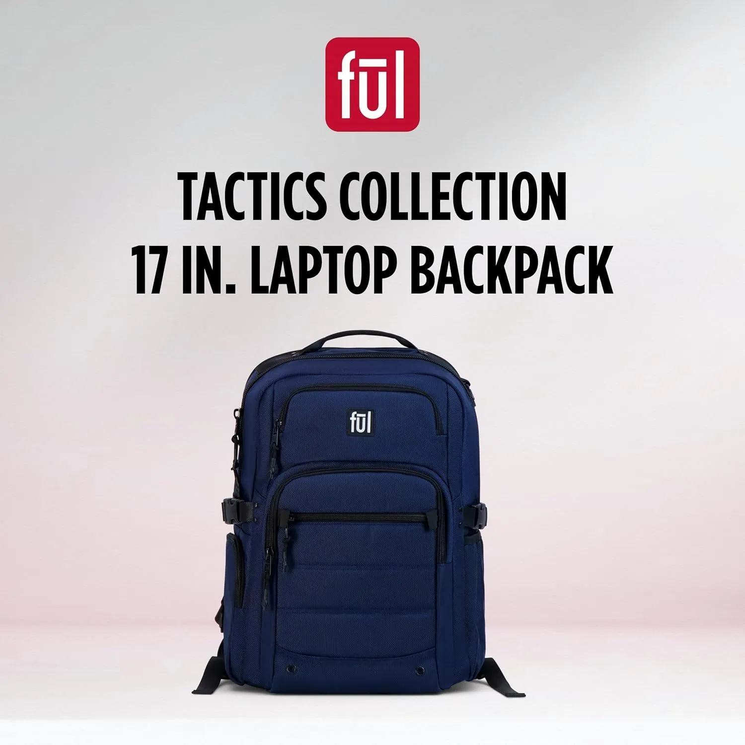 FUL Tactics Collection 17 Inch Laptop Backpack, Division Padded Computer Bag for Commute or Travel, Navy, One Size