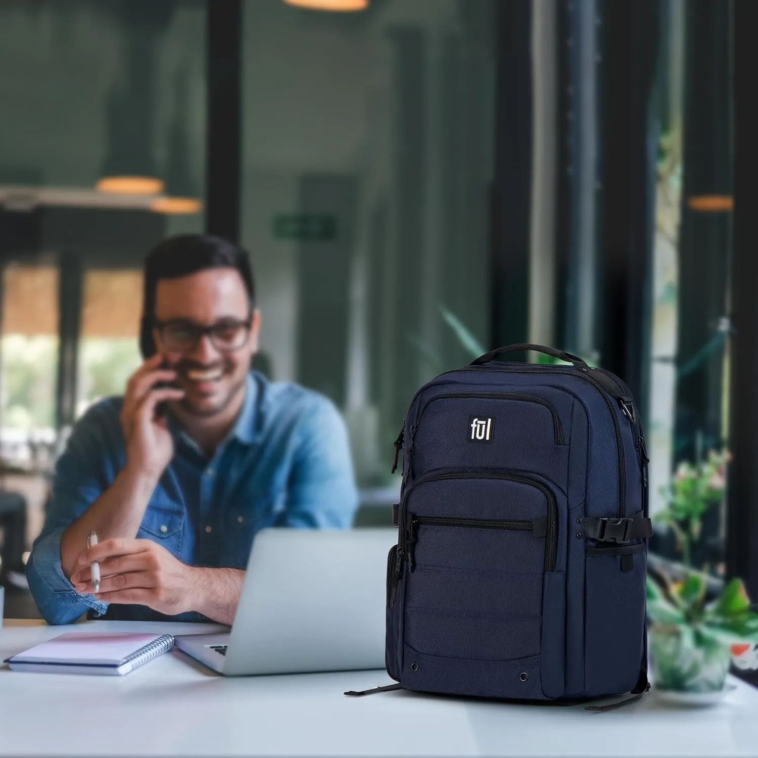 FUL Tactics Collection 17 Inch Laptop Backpack, Division Padded Computer Bag for Commute or Travel, Navy, One Size