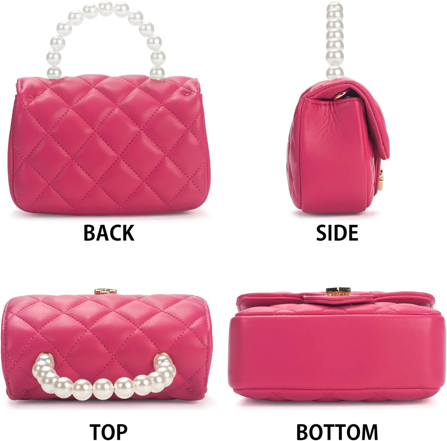 Girls Purses for Kids, Toddler Crossbody Bag with Pearl Handle, Kids Chain Handbag Heart Purses for Girls