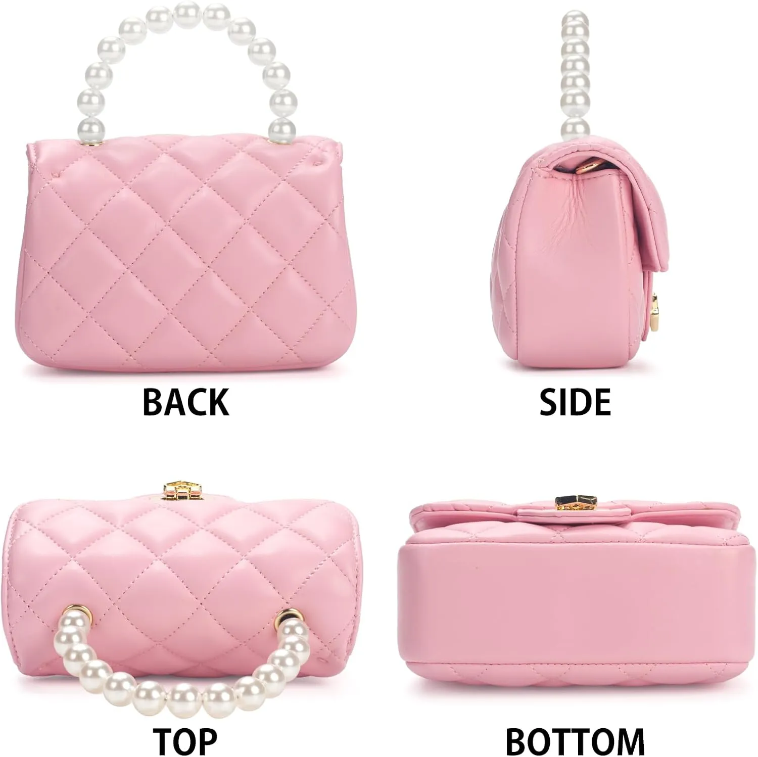Girls Purses for Kids, Toddler Crossbody Bag with Pearl Handle, Kids Chain Handbag Heart Purses for Girls