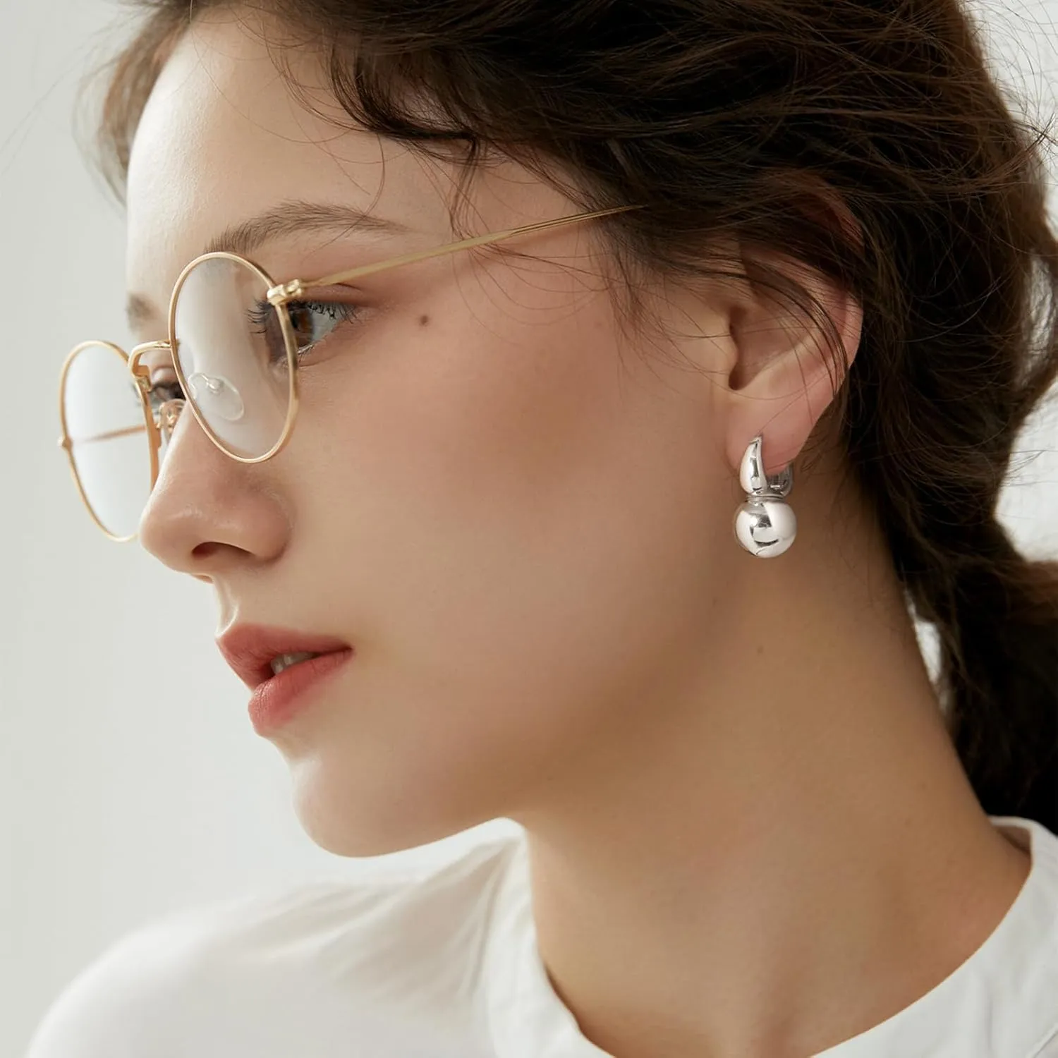 Gold Dangle Earrings for Women Sterling Silver Ball Drop Earrings Hypoallergenic Round Hoop Leverback Lightweight Fashion Jewelry
