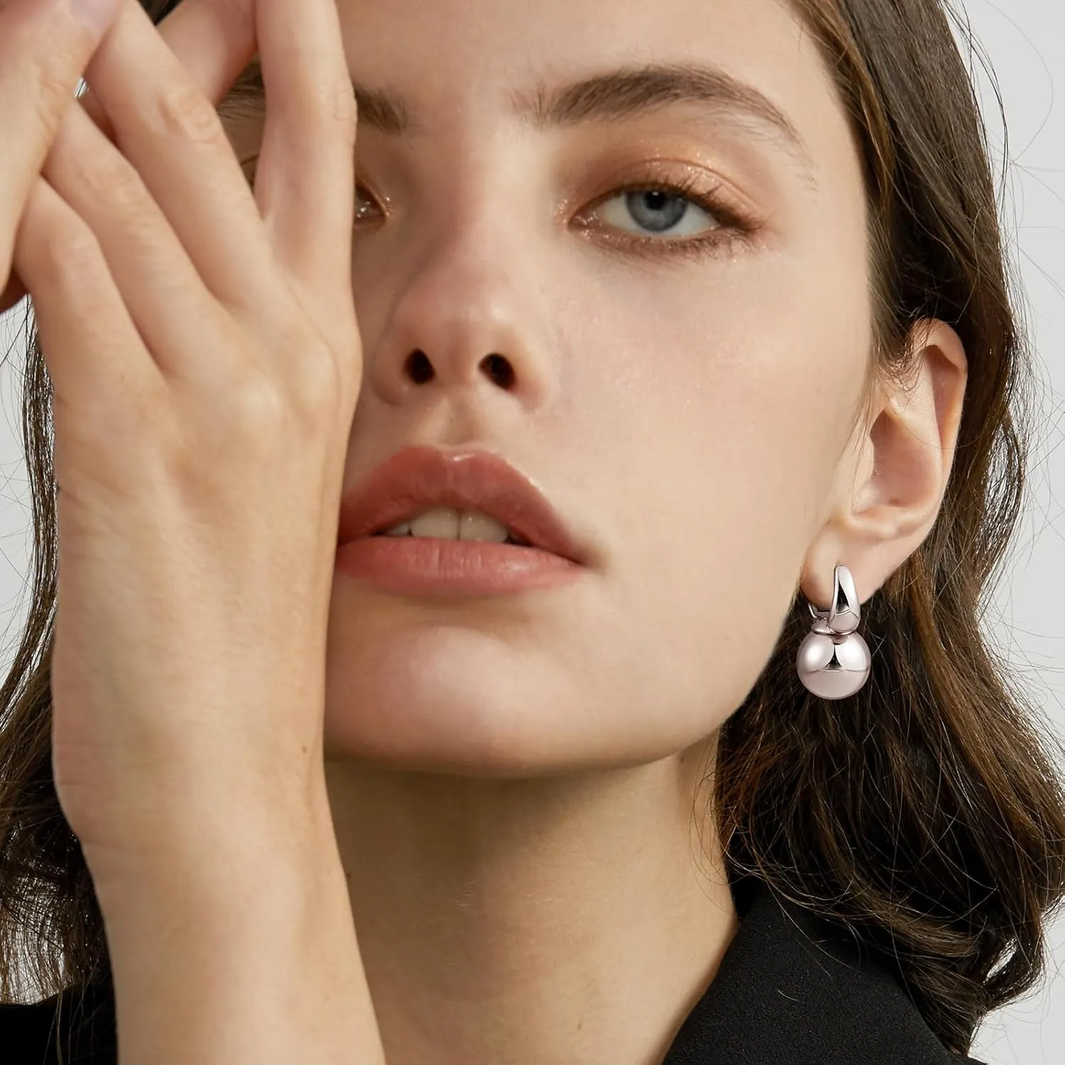 Gold Dangle Earrings for Women Sterling Silver Ball Drop Earrings Hypoallergenic Round Hoop Leverback Lightweight Fashion Jewelry